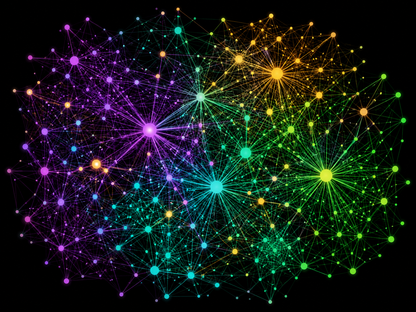 A clustered network visualizing connections across the American television corpus